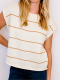 Sutton Pullover, Camel Stripe