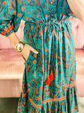 Cape Teal Floral Dress