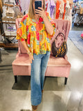 Anjou Block Print Top, Yellow