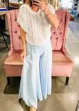 Lou Linen Palazzo Pant, Sky Blue