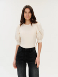 Elanor Poplin Top, Cream