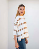 Catalina Striped Sweater, Tobacco Leaf