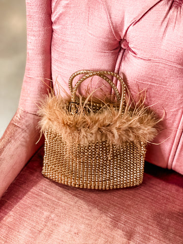 Lil Lady Feather Bag, Gold