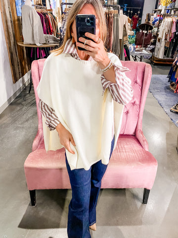 Pullover Poncho, Ivory