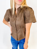 Coffee Suede Top