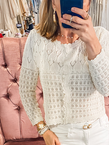 Z Supply - Cardi Crochet Top, Sea Salt