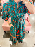 Cape Teal Floral Dress