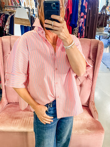 Abby Swing Top, Red & Black Stripe