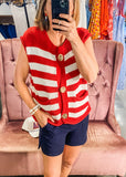 Red & White Stripe Cardi