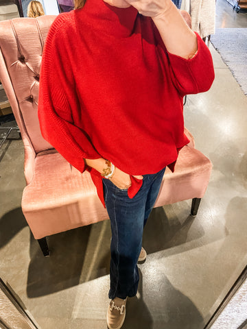 Keri Tunic Sweater, Red