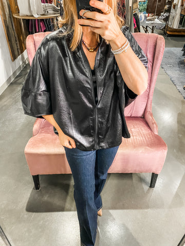 Blair Zip Up Top, Black