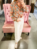 Stella Button Up Top, Blush Floral