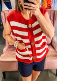 Red & White Stripe Cardi