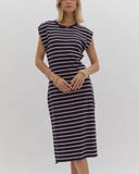 Cloey Navy Stripe Knit Dress