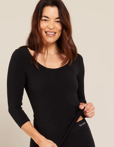 Boody Scoop Neck Top, Black