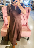Charlotte Chocolate Suede Dress