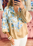 Pleated Floral Blouse