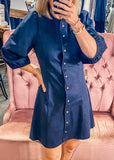 Elizabeth Navy Suede Dress