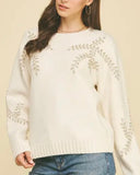 Leaf Embroidery Sweater