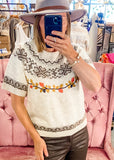 Paris Embroidered Sweater, Cream