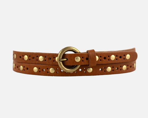 Chloe Studded Belt, Cognac