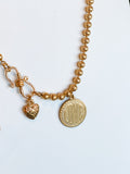 Gold Plated Ball Chain with Heart Charms