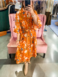 Cape Midi Dress- Burnt Orange