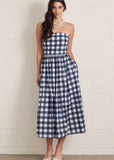 Starly Navy Gingham Dress