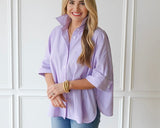 Abby Swing Top, Lavender & Navy Stripe
