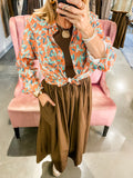 Stella Button Up Top, Blush Floral
