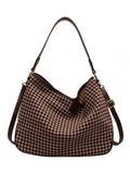 Blake Plaid Satchel Bag, Coffee