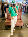Ramona Pointe Knit Top, Green