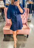 Elizabeth Navy Suede Dress