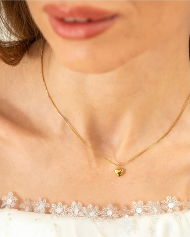 Tiny Puffy Heart Necklace