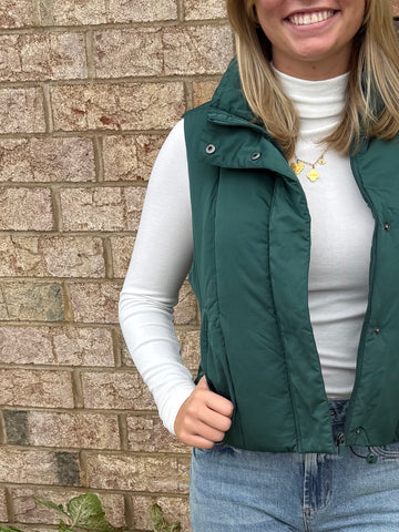 Clover Puffer Vest, Forest Green