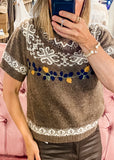 Paris Embroidered Sweater, Brown