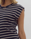 Cloey Navy Stripe Knit Dress