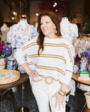 Catalina Striped Sweater, Tobacco Leaf