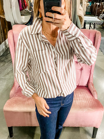 Mia Stripe Top, Brown