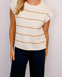 Sutton Pullover, Camel Stripe
