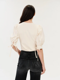 Elanor Poplin Top, Cream