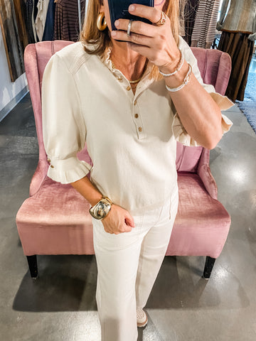 Daphne Knit Top, Ivory
