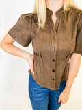 Coffee Suede Top