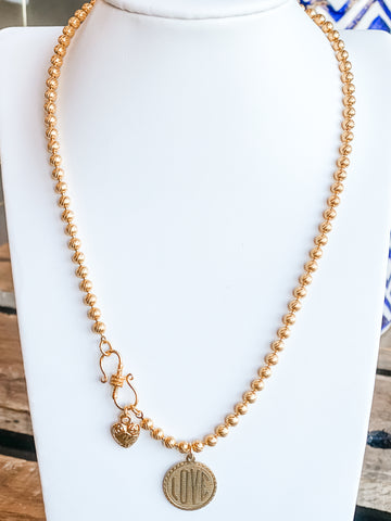 Gold Plated Ball Chain with Heart Charms