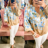 Pleated Floral Blouse