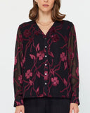 Gayle Blouse, Black/Wine