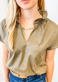 Olive Suede Top