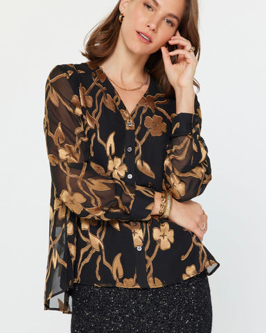 Gayle Blouse, Black/Gold