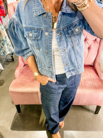 Puff Sleeve Denim Jacket