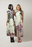 Flora Mock Neck Bias Cut Midi Dress